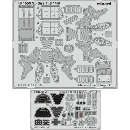 Eduard 491550 1/48 Spitfire Tr.9 Photo-etched set for Airfix kits