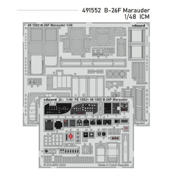 Eduard 491552 1/48 B-26F Marauder Photo-etched set for ICM kits