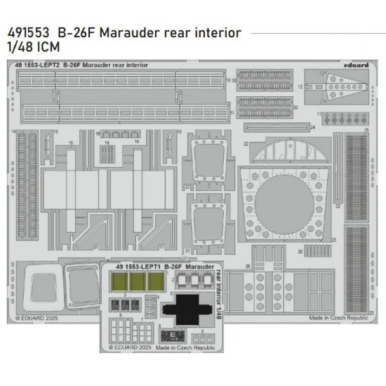 Eduard 491553 1/48 B-26F Marauder Rear Interior Photo-etched set for ICM kits