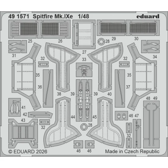 Eduard 491571 1/48 Spitfire Mk.Ixe Photo-etched Sheet for Airfix kits
