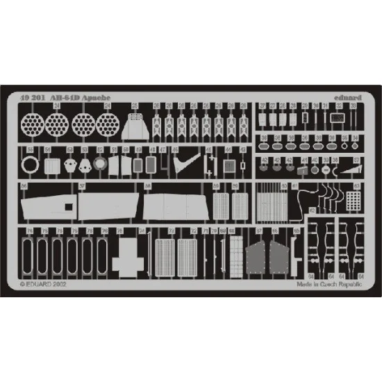 Eduard 49201 1/48 Boeing AH-64D Apache Colour Photoetch Detail Set Vol.1 for Hasegawa kit