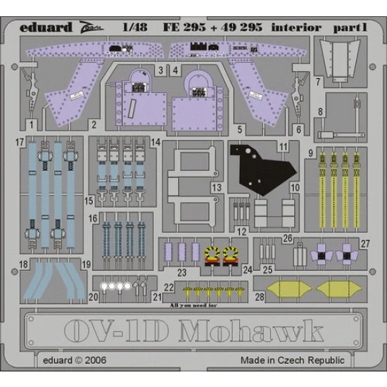 Eduard 49295 Colour Photoetch for 1/48 OV-1D Interior for Roden kit