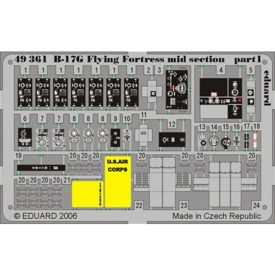 Eduard 49361 Colour Photoetch for 1/48 B-17G Mid Section for Revell/Monogram kit