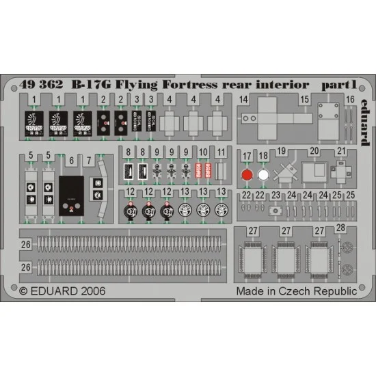 Eduard 49362 Colour Photoetch for 1/48 B-17G Rear Interior for Revell/Monogram kit