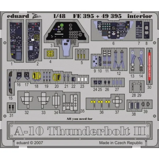 Eduard 49395 Colour Photoetch for 1/48 A-10 Interior for HobbyBoss kit