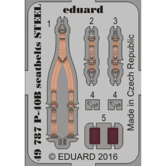 Eduard 49787 1/48 Curtiss P-40B Tomahawk Seatbelts for Airfix kit #A05130 (Steel, 1 Photo-Etched Sheet)