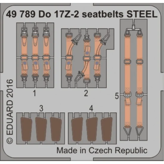 Eduard 49789 1/48 Dornier Do 17Z-2 Seatbelts for ICM kit #48244 (Steel, 1 Photo-Etched Sheet)