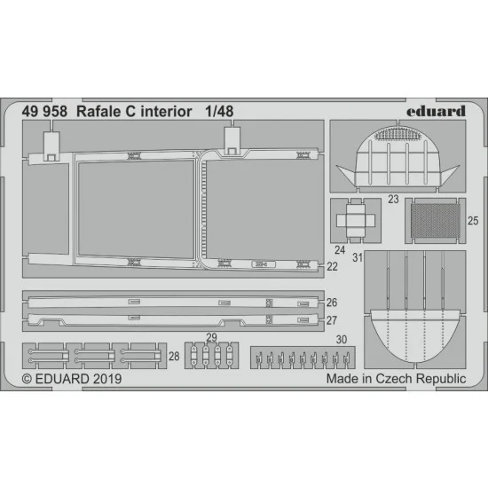 Eduard 49958 1/48 Dassault Rafale C Interior Photo-etched Detail set for Revell kits