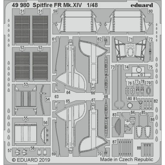 Eduard 49980 1/48 Supermarine Spitfire FR Mk.XIV Detail Set for Airfix kits - Model Planes