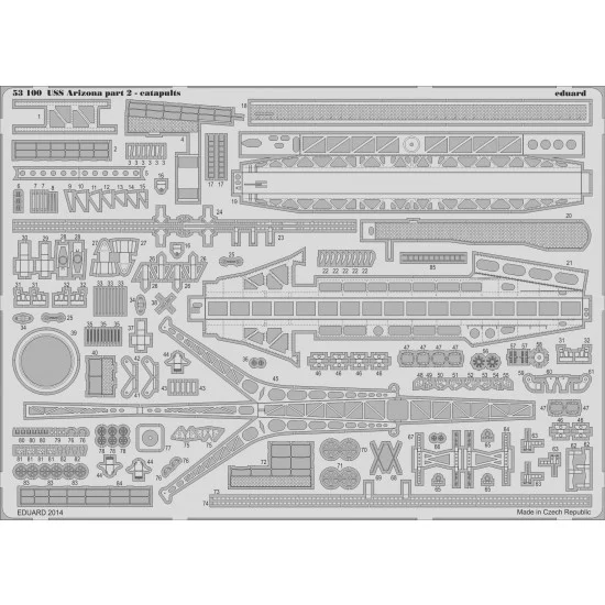 Eduard 53100 1/200 USS Arizona BB-39 1941 Detail Set Part 2 - Catapults for Trumpeter kits