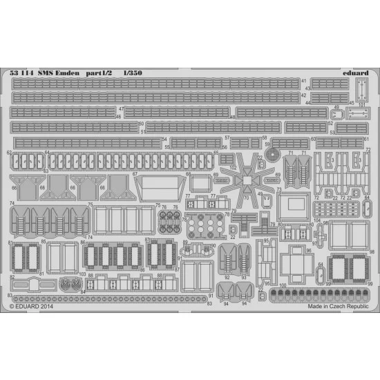 Eduard 53114 1/350 WWI German SMS Dresden & SMS Emden Photo-etched Detail set Part 1 (2 sheets)