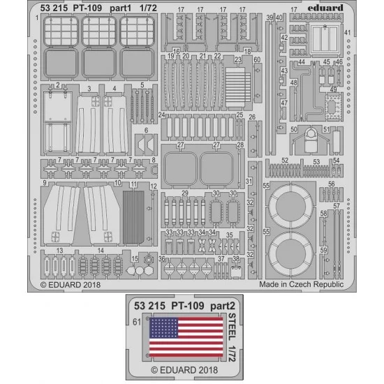 Eduard 53215 1/72 Motor Torpedo Boat PT-109 Photo-etched Detail set for Revell kits