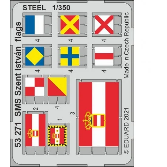 Eduard 53271 1/350 SMS Szent Istvan Flags Detail Set for Trumpeter kits - Model Ships & Boats