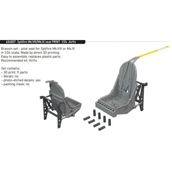Eduard 624007 1/24 Supermarine Spitfire Mk.VIII/Mk.IX Seat for Airfix kits - Model Planes
