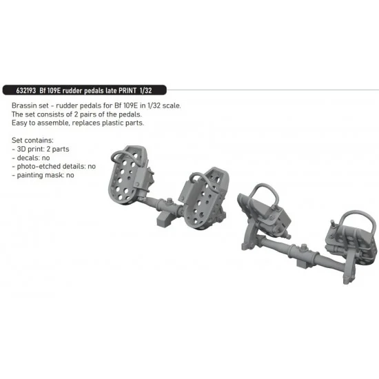 Eduard 632193 1/32 Messerschmitt Bf 109E Rudder Pedals Late - Model Planes