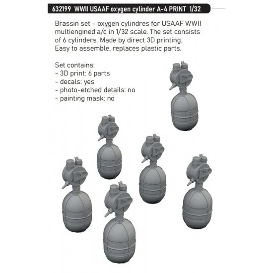 Eduard 632199 1/32 WWII USAAF Oxygen Cylinder A-4
