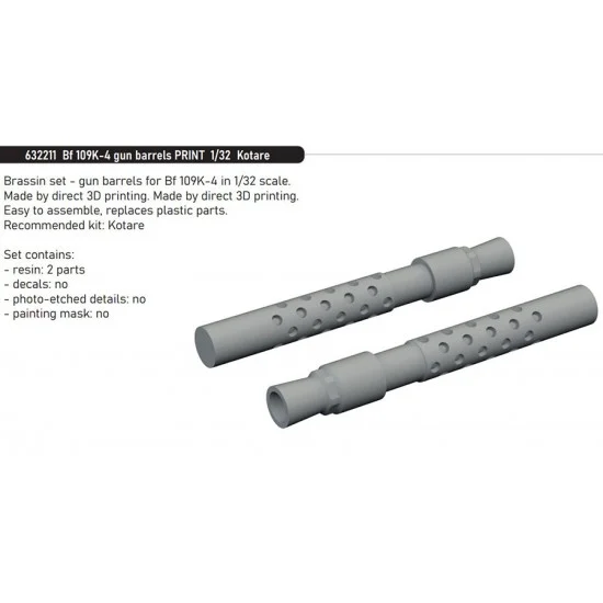 Eduard 632211 1/32 Bf 109K-4 3D Gun Barrels for Kotare kits