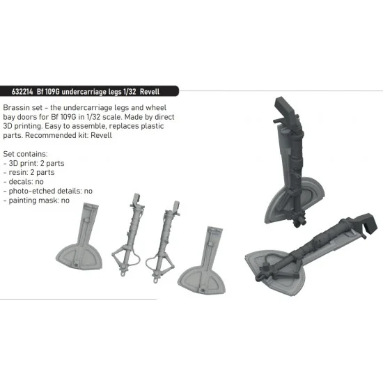 Eduard 632214 1/32 Messerschmitt Bf 109G Undercarriage Legs for Revell kits - Model Planes
