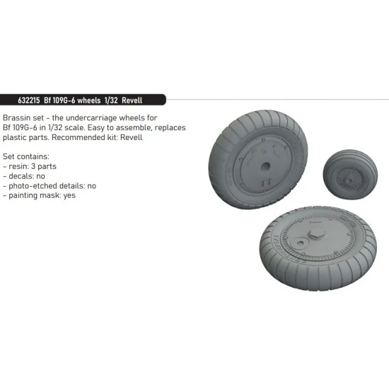 Eduard 632215 1/32 Messerschmitt Bf 109G-6 Wheels for Revell kits