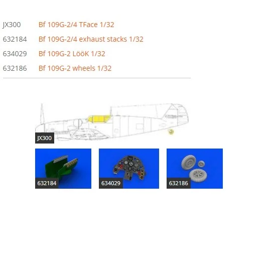 Eduard 634031 1/32 Messerschmitt Bf 109G-2 Detail set for Revell kits