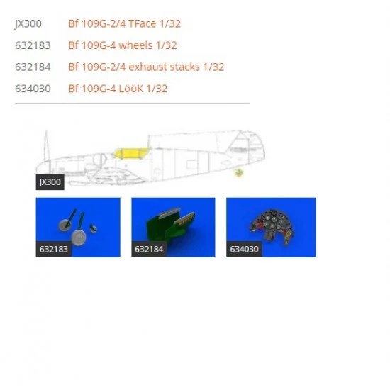 Eduard 634032 1/32 Messerschmitt Bf 109G-4 Detail Parts for Revell kits