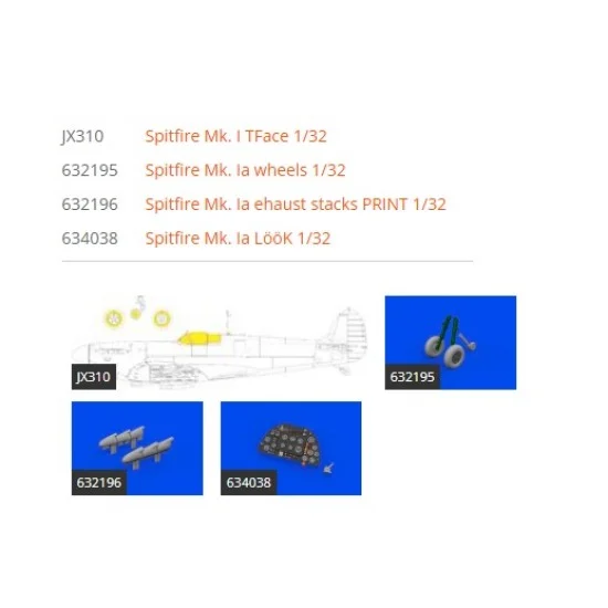 Eduard 634040 1/32 Supermarine Spitfire Mk.Ia Detail Parts for Kotare kits - Model Planes