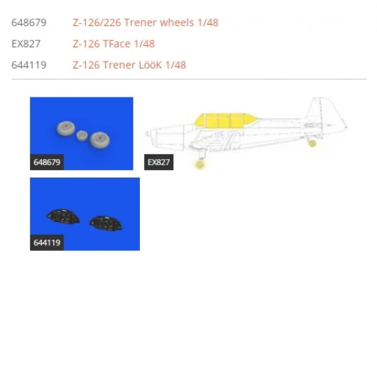 Eduard 644139 1/48 Zlin Z-126 Trener Detail Set for Eduard kits