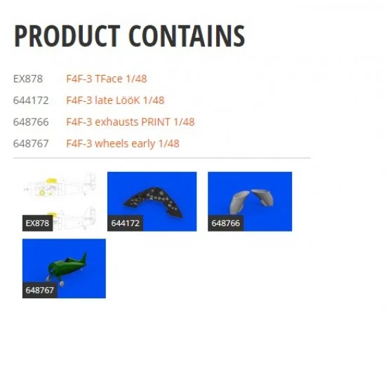 Eduard 644180 1/48 Grumman F4F-3 Wildcat Late Detail Set for Eduard kits