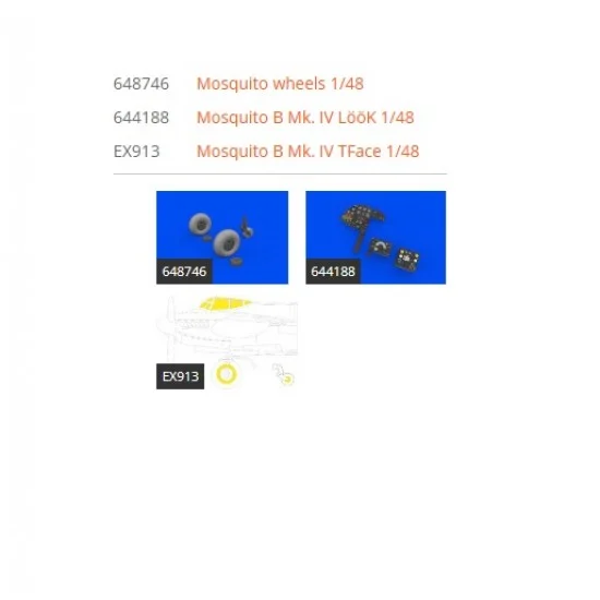 Eduard 644209 1/48 de Havilland Mosquito B Mk.IV Detail Parts for Tamiya kits - Model Planes