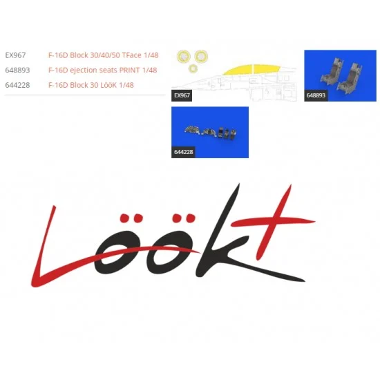 Eduard 644237 1/48 General Dynamics F-16D Fighting Falcon Block 30 Detail Parts for Kinetic kits