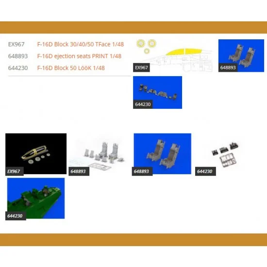 Eduard 644239 1/48 F-16D Block 50 Detail Parts for Kinetic kits
