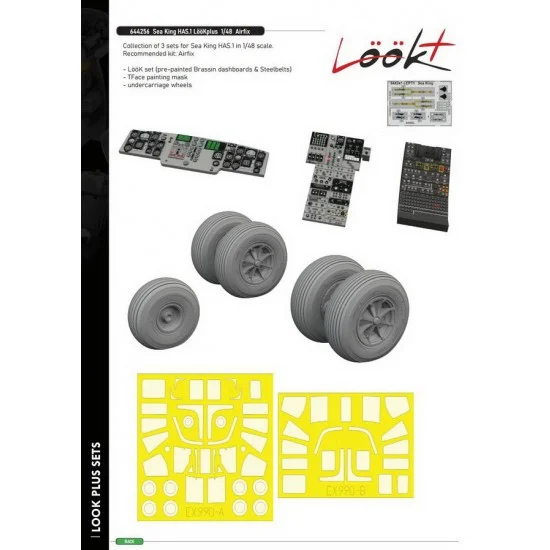 Eduard 644256 1/48 Westland Sea King HAS.1 Resin Detail Parts, Masks, Dashboards & Seatbelts for Airfix - Model Planes