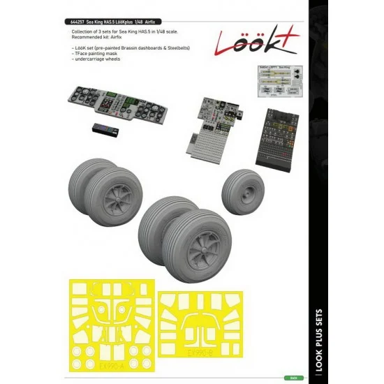 Eduard 644257 1/48 Westland Sea King HAS.5 Resin Detail Parts, Masks, Dashboards & Seatbelts for Airfix - Model Planes