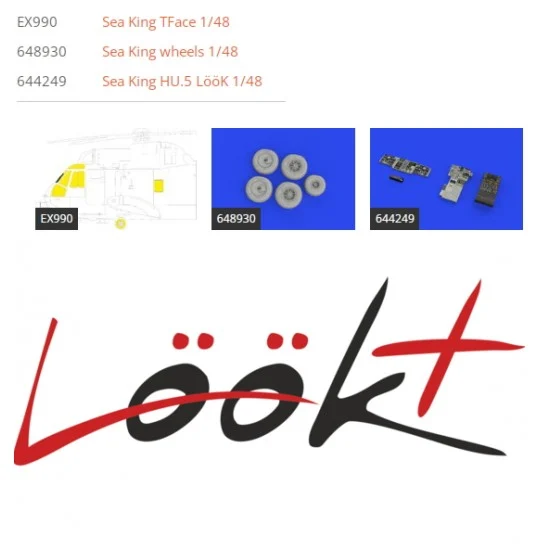 Eduard 644260 1/48 Westland Sea King HU.5 Resin Wheels, Masks, Brassin Dashboard & Steelbelt for Airfix - Model Planes