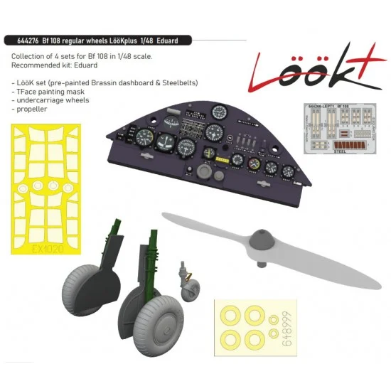 Eduard 644276 1/48 Bf 108 Taifun Regular Wheels and Detail Parts for Eduard kits - Model Planes