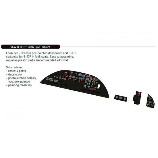 Eduard 644281 1/48 B-17F Flying Fortress Dashboard and Seatbelts for Eduard #ED 11183