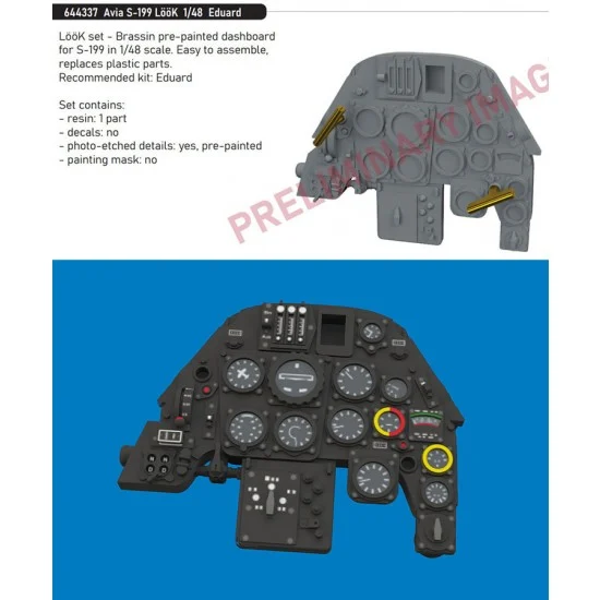 Eduard 644337 1/48 Avia S-199 Pre-painted Dashboard and Seatbelts for Eduard kits