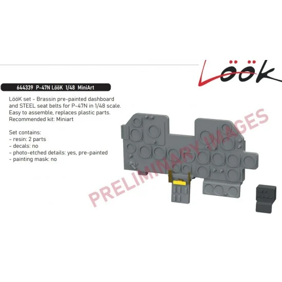 Eduard 644339 1/48 P-47N Thunderbolt Dashboard and Seatbelts for MiniArt kits