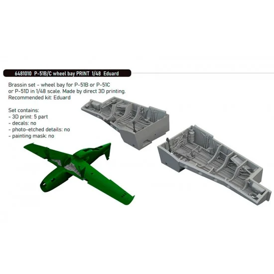 Eduard 6481010 1/48 P-51B/C Mustang Wheel Bay 3D Print Parts for Eduard kits