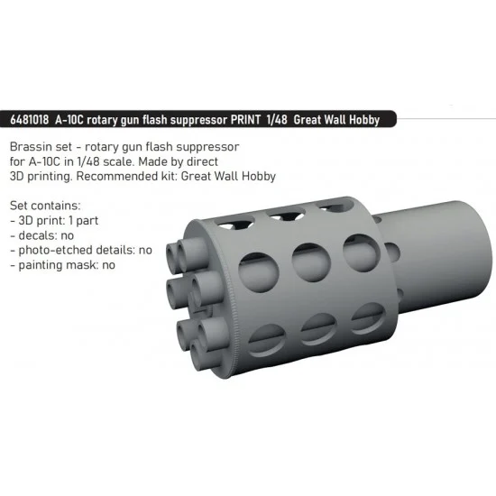 Eduard 6481018 1/48 A-10C Thunderbolt II Rotary Gun Flash Suppressor for Great Wall Hobby kits
