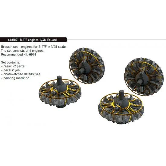 Eduard 6481021 1/48 B-17F Flying Fortress Engines 3D Printed parts for Eduard #ED 11183