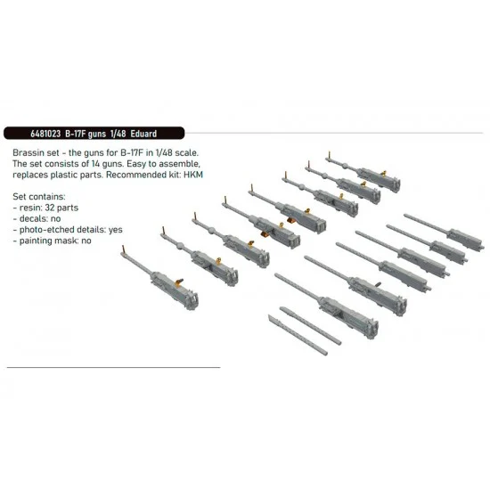 Eduard 6481023 1/48 B-17F Flying Fortress Guns 3D Printed parts for Eduard #ED 11183