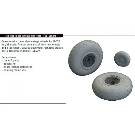 Eduard 6481026 1/48 B-17F Flying Fortress Wheels Ova Tread 3D Printed parts for Eduard #ED 11183
