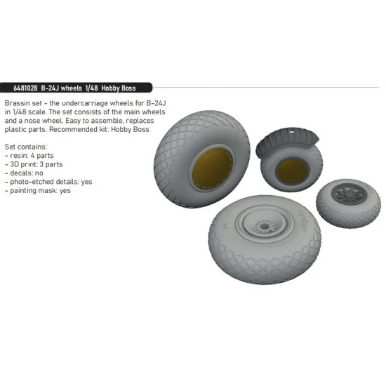 Eduard 6481028 1/48 Consolidated B-24J Liberator Wheels for Hobby Boss kits