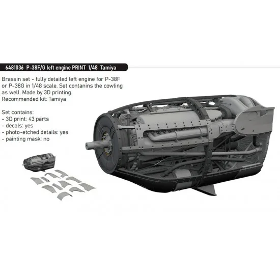 Eduard 6481036 1/48 Lockheed P-38F/G Lightning Left Engine for Tamiya kits
