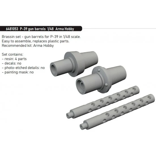 Eduard 6481053 1/48 Bell P-39 Airacobra Gun Barrels for Arma Hobby kits
