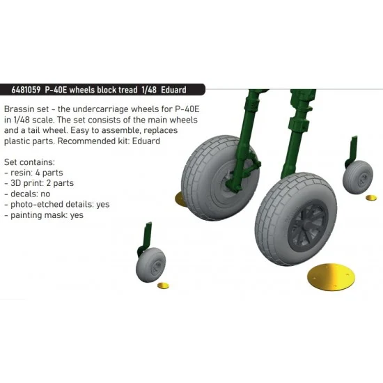Eduard 6481059 1/48 P-40E Wheels Block Tread for Eduard kits