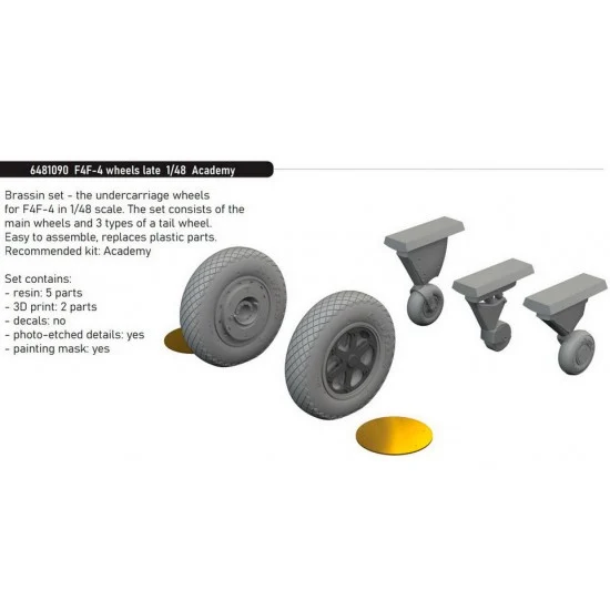 Eduard 6481090 1/48 Grumman F4F-4 Wildcat Wheels late for Academy kits