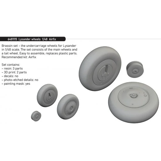 Eduard 6481115 1/48 Westland Lysander Wheels for Airfix kits - Model Planes