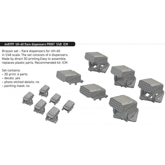 Eduard 6481119 1/48 UH-60 Black Hawk Flare Dispensers for ICM kits